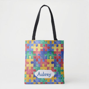 Aquarellpuzzlespiel für Autismusbewusstsein Tasche