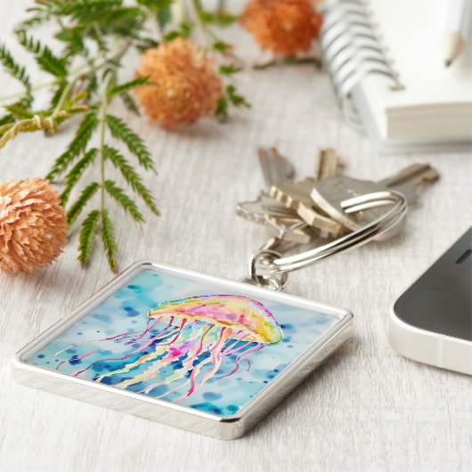 Aquarellqualle Schlüsselanhänger (Seite)