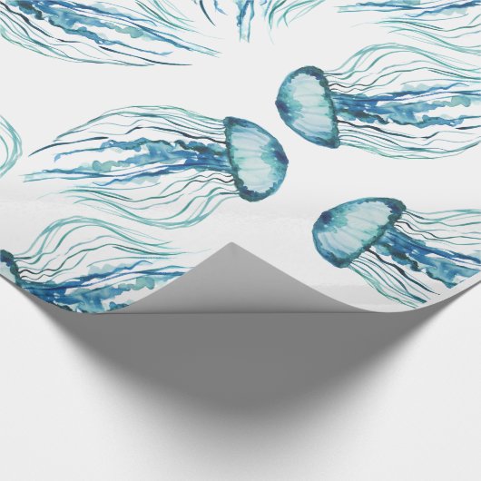 Aquarellquallenmuster Geschenkpapier (Ecke)
