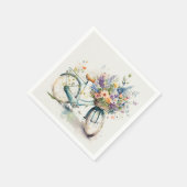 Aquarellrad mit Blume-Korb Serviette (Ecke)