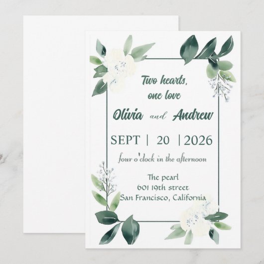 Aquarellrahmen Einladung (Vorne/Hinten)