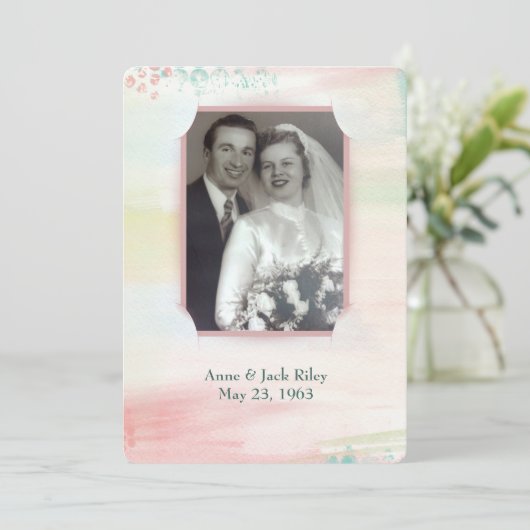 Aquarellrahmen für die Verlängerung des Eheschließ Einladung (Stehend Vorderseite)