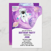 Aquarellraum Galaxy Astronaut Geburtstag Einladung (Vorne/Hinten)