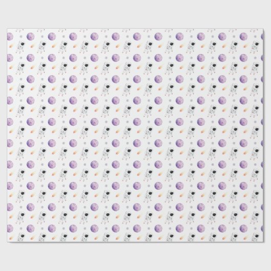 Aquarellraum Galaxy Astronaut Geschenkpapier (Flach)