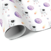 Aquarellraum Galaxy Astronaut Geschenkpapier (Rolleneckpunkt)