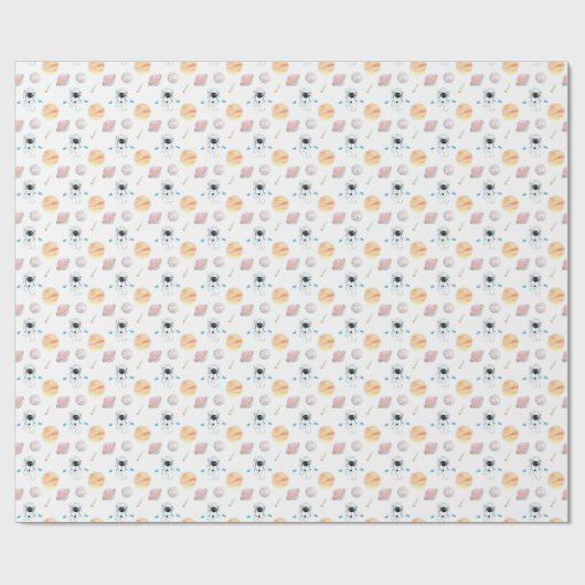 Aquarellraum Galaxy Astronaut Geschenkpapier (Flach)