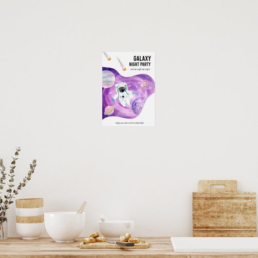 Aquarellraum Galaxy Astronaut Poster (Küche)
