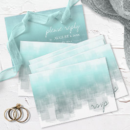 Aquarellreflektionen Hochzeit Aquamarin ID774 RSVP Karte
