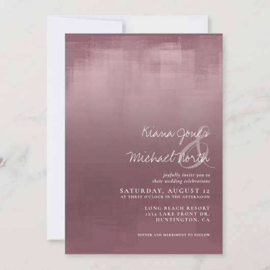 Aquarellreflektionen Hochzeit Mauve ID774 Einladung (Vorderseite)