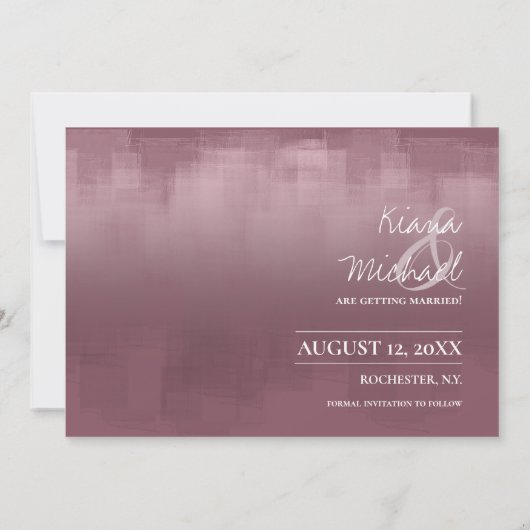 Aquarellreflektionen Hochzeit Mauve ID774 Save The Date (Rückseite)