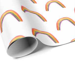 Aquarellregenbogen-Weiß-Packpapier Geschenkpapier