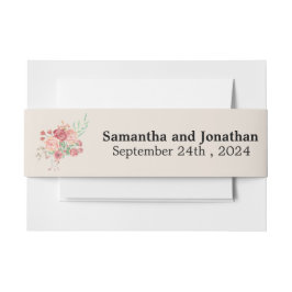 Aquarellring an Blume auf Beige Hochzeit Einladungsbanderole