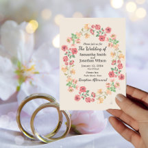 Aquarellring Blume auf Beige Hochzeit Invita