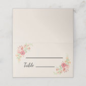 Aquarellring Blume auf beigen Platzkarten (Außenseite Aufgefaltet)