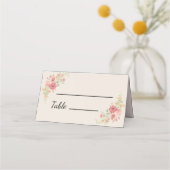 Aquarellring Blume auf beigen Platzkarten (Vorderseite)