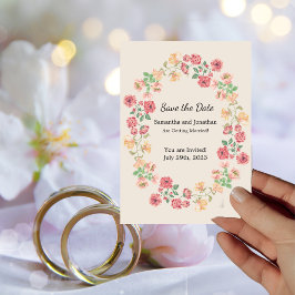 Aquarellring Save the Date auf Beige Blume Einladung