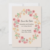 Aquarellring Save the Date auf Beige Blume Einladung (Vorderseite)