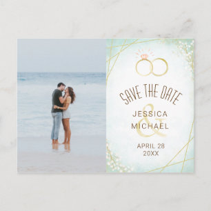 Aquarellringe Geometrische Foto Save The Date Einladungspostkarte