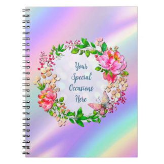Aquarellrosa Blüten- und Schmetterlingsfeder Notizblock