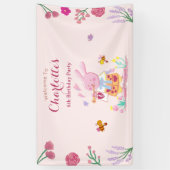 Aquarellrosa Hase im Kindergeburtstag Banner (Vertikal)