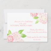 Aquarellrosa Hydrangea-Einladung Einladung (Vorderseite)