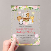 Aquarellrosa Jungle Tiere Kindergeburtstag Acryleinladungen (Insitu (Handheld))