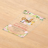 Aquarellrosa Jungle Tiere Kindergeburtstag Acryleinladungen (Ablage )