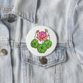 Aquarellrosa Lotus mit Buds & Blätter Button (Beispiel)