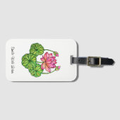 Aquarellrosa Lotus mit Buds & Blätter Gepäckanhänger (Vorderseite (Horizontal))