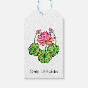 Aquarellrosa Lotus mit Buds & Blätter Geschenkanhänger