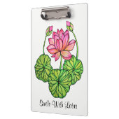 Aquarellrosa Lotus mit Buds & Blätter Klemmbrett (Links)