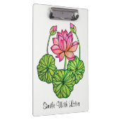 Aquarellrosa Lotus mit Buds & Blätter Klemmbrett (Rechts)
