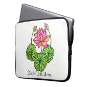 Aquarellrosa Lotus mit Buds & Blätter Laptopschutzhülle (Vorderseite Links)
