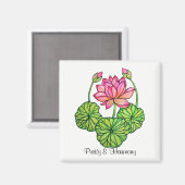 Aquarellrosa Lotus mit Buds & Blätter Magnet (Vorderseite/Rückseite)