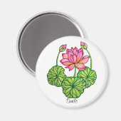 Aquarellrosa Lotus mit Buds & Blätter Magnet (Vorderseite/Rückseite)