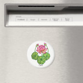 Aquarellrosa Lotus mit Buds & Blätter Magnet (In Situ (Geschirrspüler))