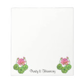 Aquarellrosa Lotus mit Buds & Blätter Notizblock (Vorderseite)