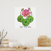 Aquarellrosa Lotus mit Buds & Blätter Poster (Küche)