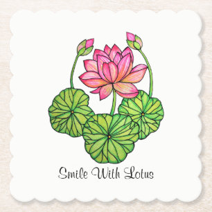 Aquarellrosa Lotus mit Buds & Blätter Untersetzer