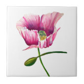 Aquarellrosa Mohn hübsche Blume Fliese (Vorderseite)