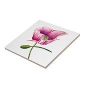 Aquarellrosa Mohn hübsche Blume Fliese (Seite)