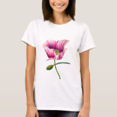 Aquarellrosa Mohn hübsche Blume T-Shirt (Vorderseite)