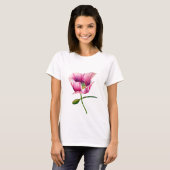 Aquarellrosa Mohn hübsche Blume T-Shirt (Vorne ganz)