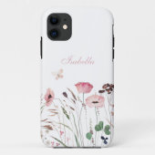 Aquarellrosa Mohnblüte Individuelle Name Case-Mate iPhone Hülle (Rückseite)