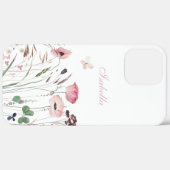 Aquarellrosa Mohnblüte Individuelle Name Case-Mate iPhone Hülle (Rückseite / Rechts)