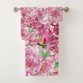 Aquarellrosa-Peonies Badhandtuch Set (Insitu)