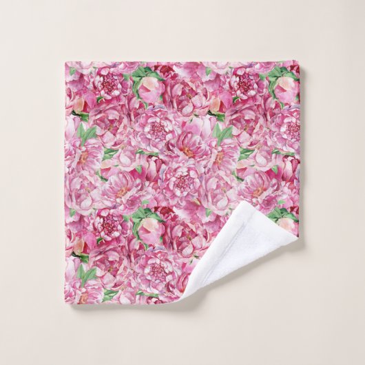 Aquarellrosa-Peonies Badhandtuch Set (Waschlappen)