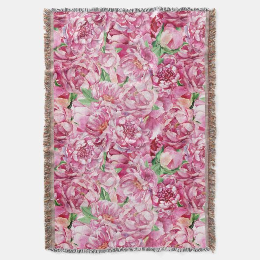 Aquarellrosa-Peonies Decke (Vorderseite Vertikal)