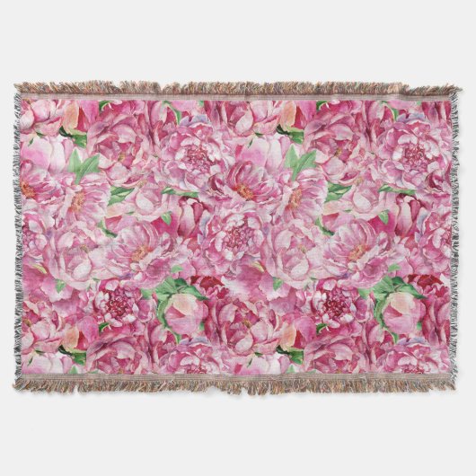 Aquarellrosa-Peonies Decke (Vorderseite)
