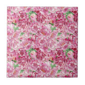 Aquarellrosa-Peonies Fliese (Vorderseite)